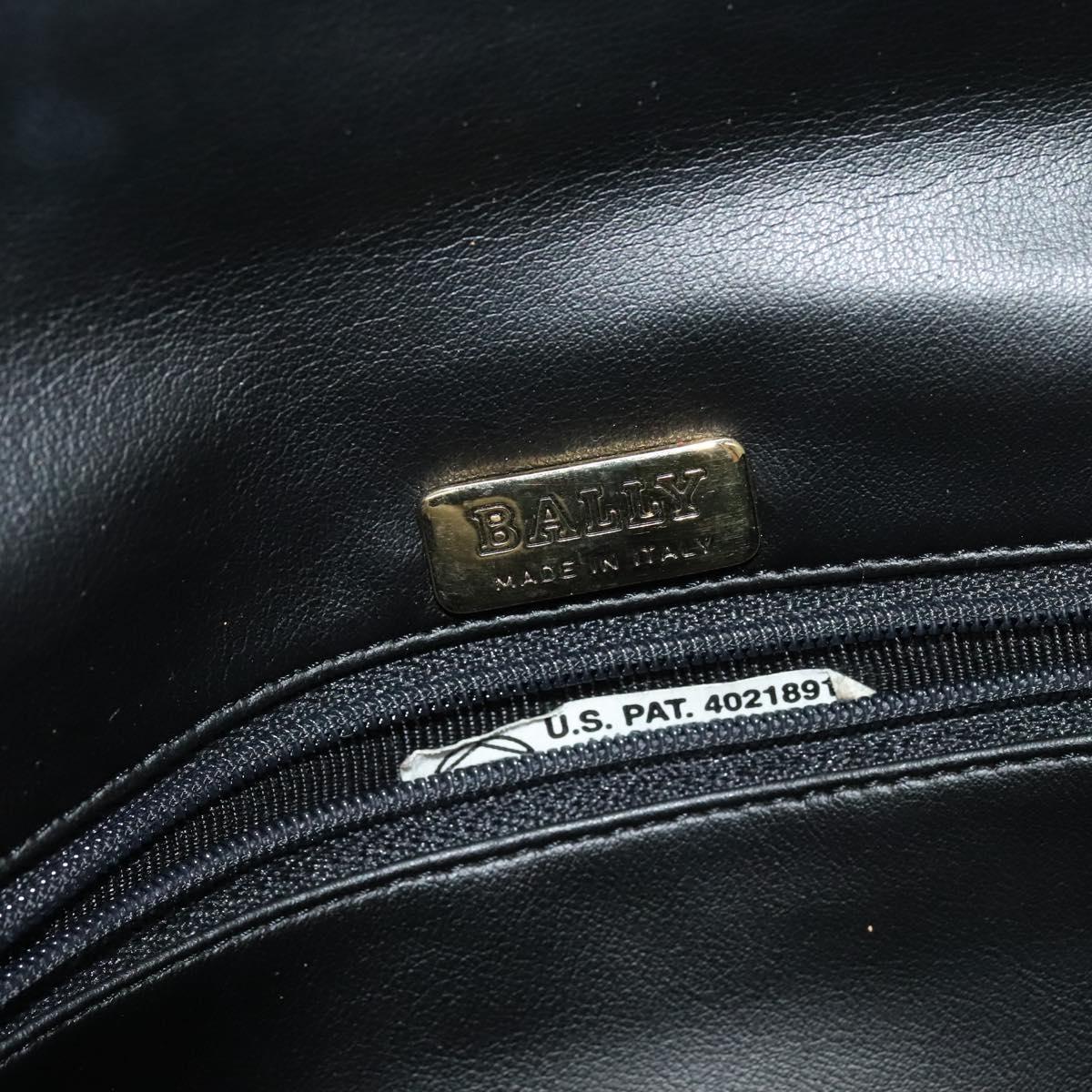 BALLY Chain Shoulder Bag Leather Black Auth KD388