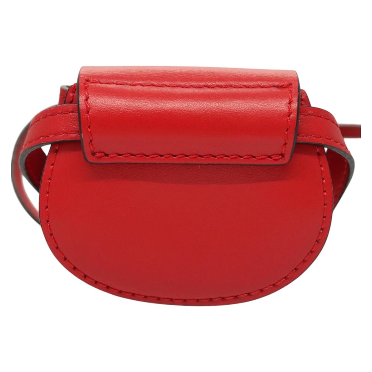 Chloe Airpots Case Leather Red Gold Auth KD394