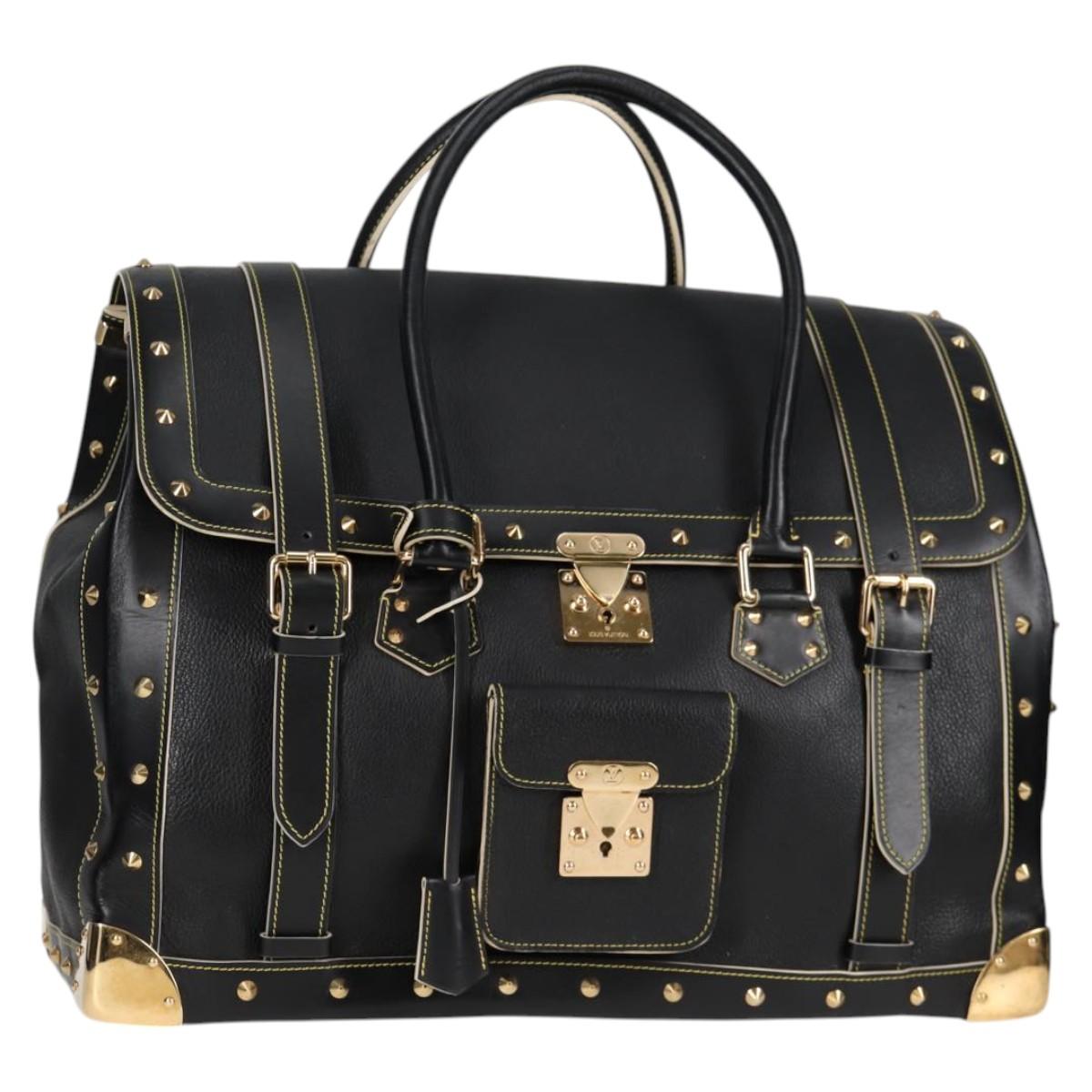 LOUIS VUITTON Suhari Extravagan Hand Bag Leather Black LV Auth KD398SM