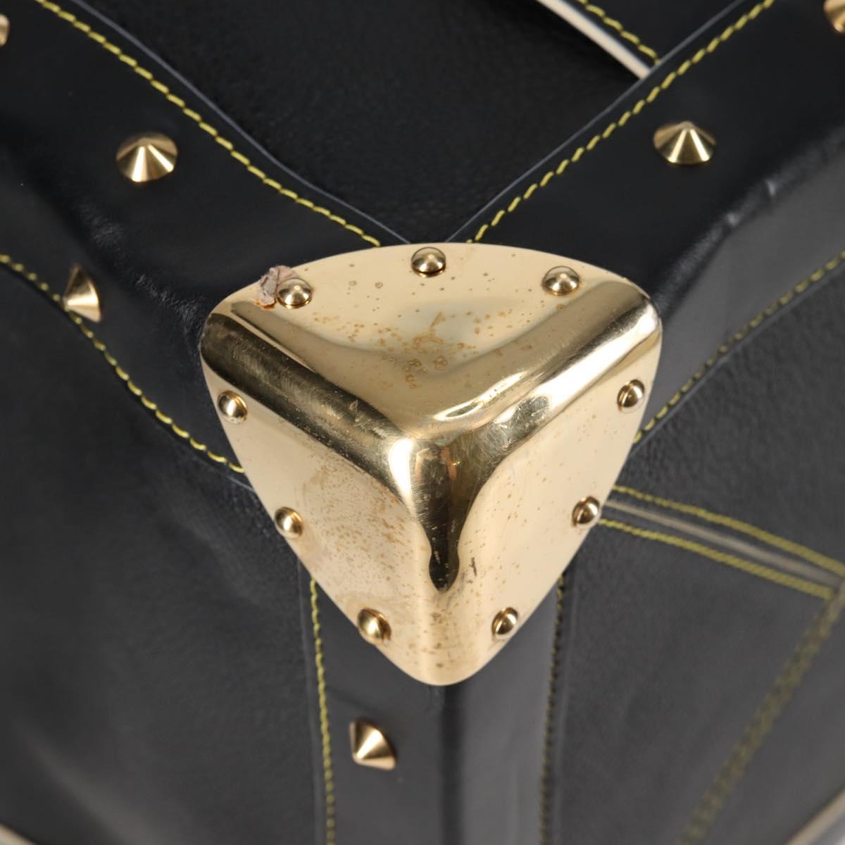 LOUIS VUITTON Suhari Extravagan Hand Bag Leather Black LV Auth KD398SM