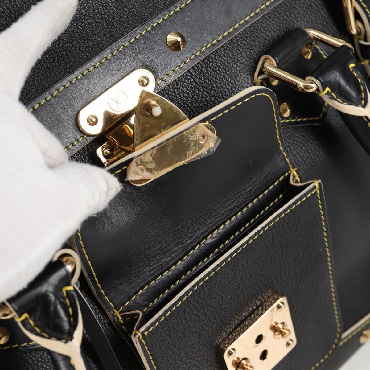 LOUIS VUITTON Suhari Extravagan Hand Bag Leather Black LV Auth KD398SM