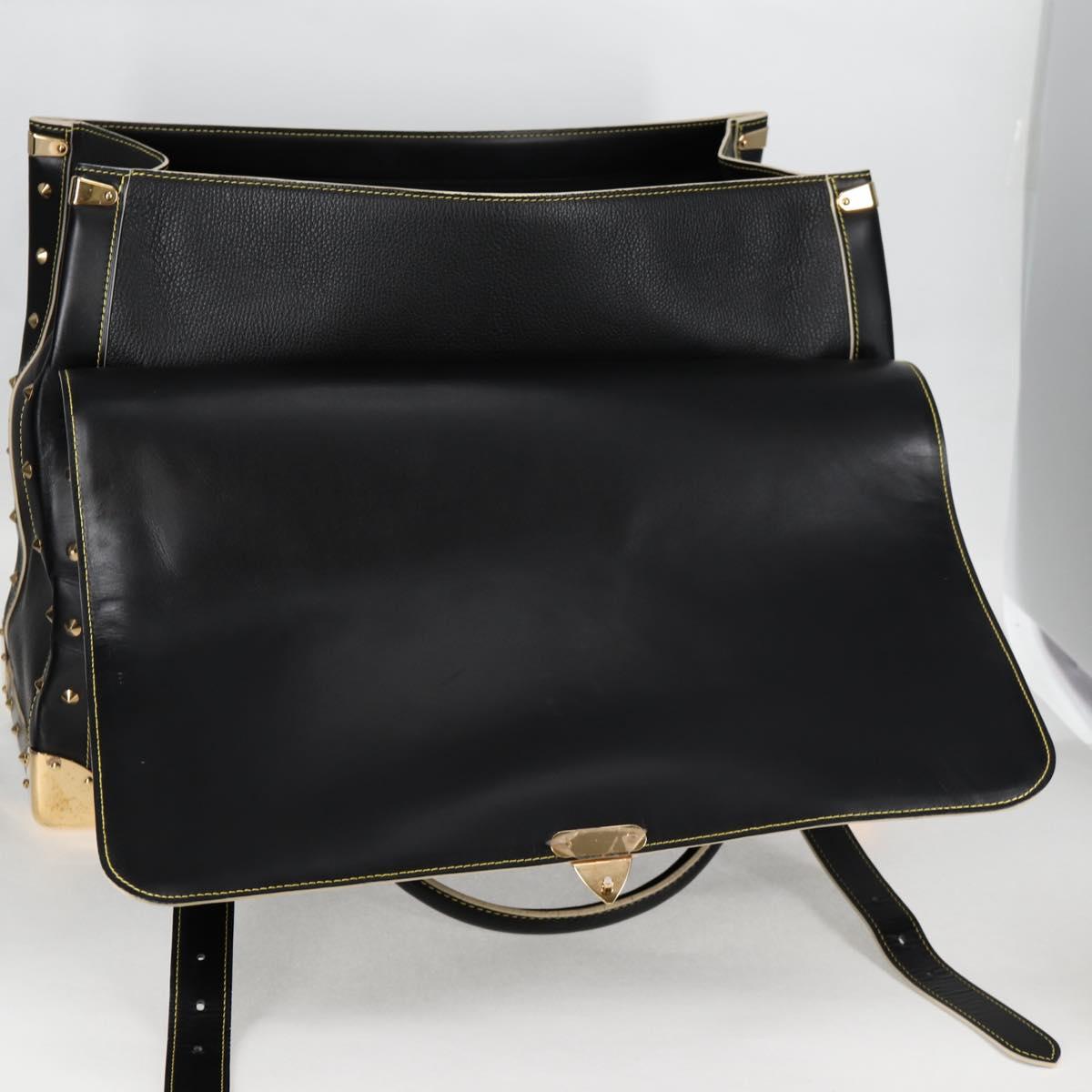 LOUIS VUITTON Suhari Extravagan Hand Bag Leather Black LV Auth KD398SM