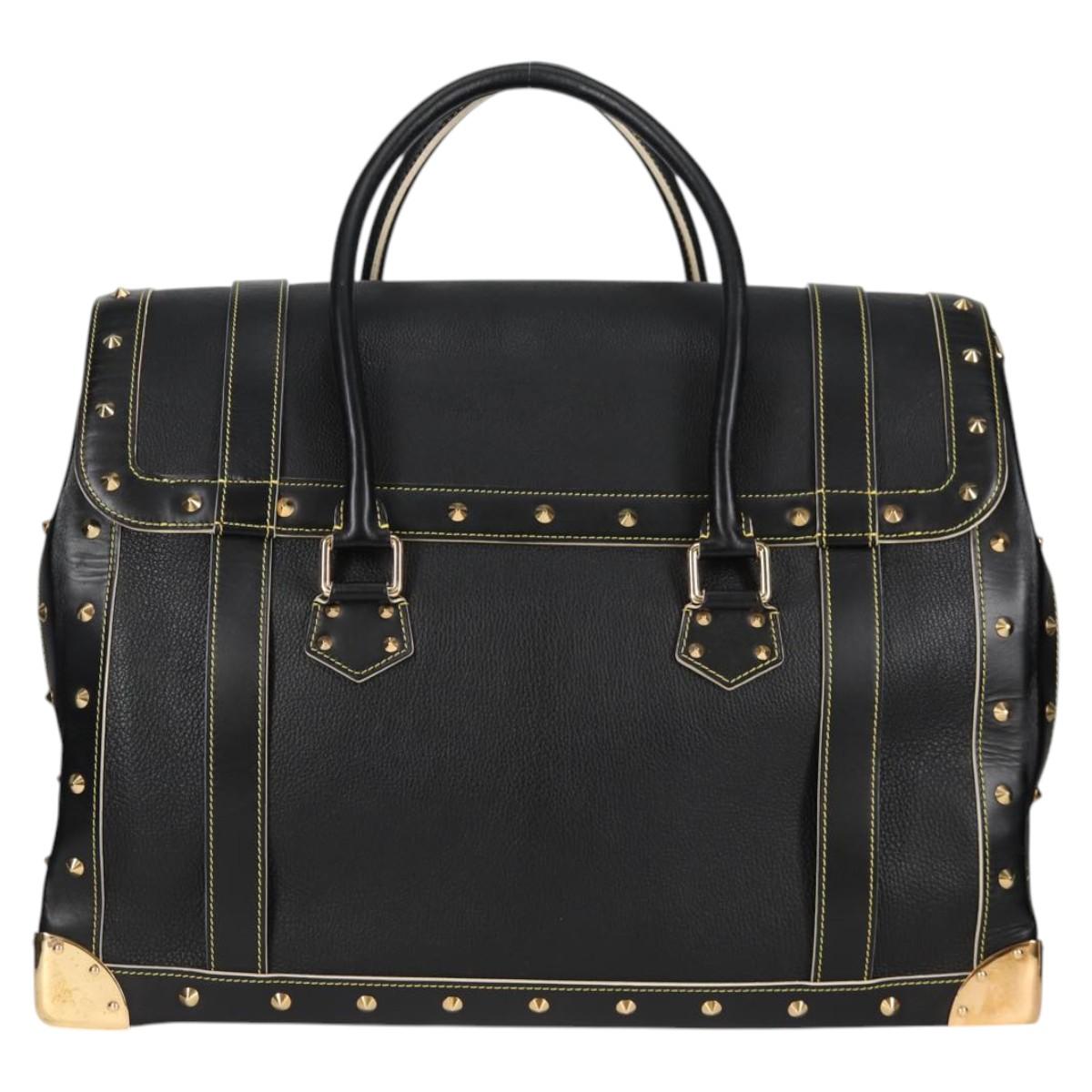 LOUIS VUITTON Suhari Extravagan Hand Bag Leather Black LV Auth KD398SM