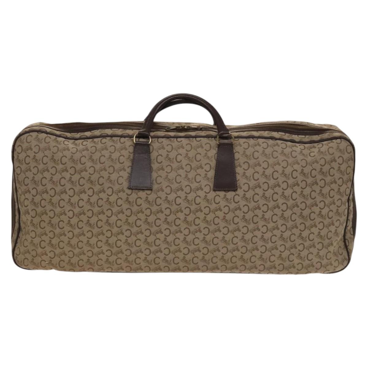 CELINE C Sulky Boston Bag Canvas Beige Gold Auth KD400