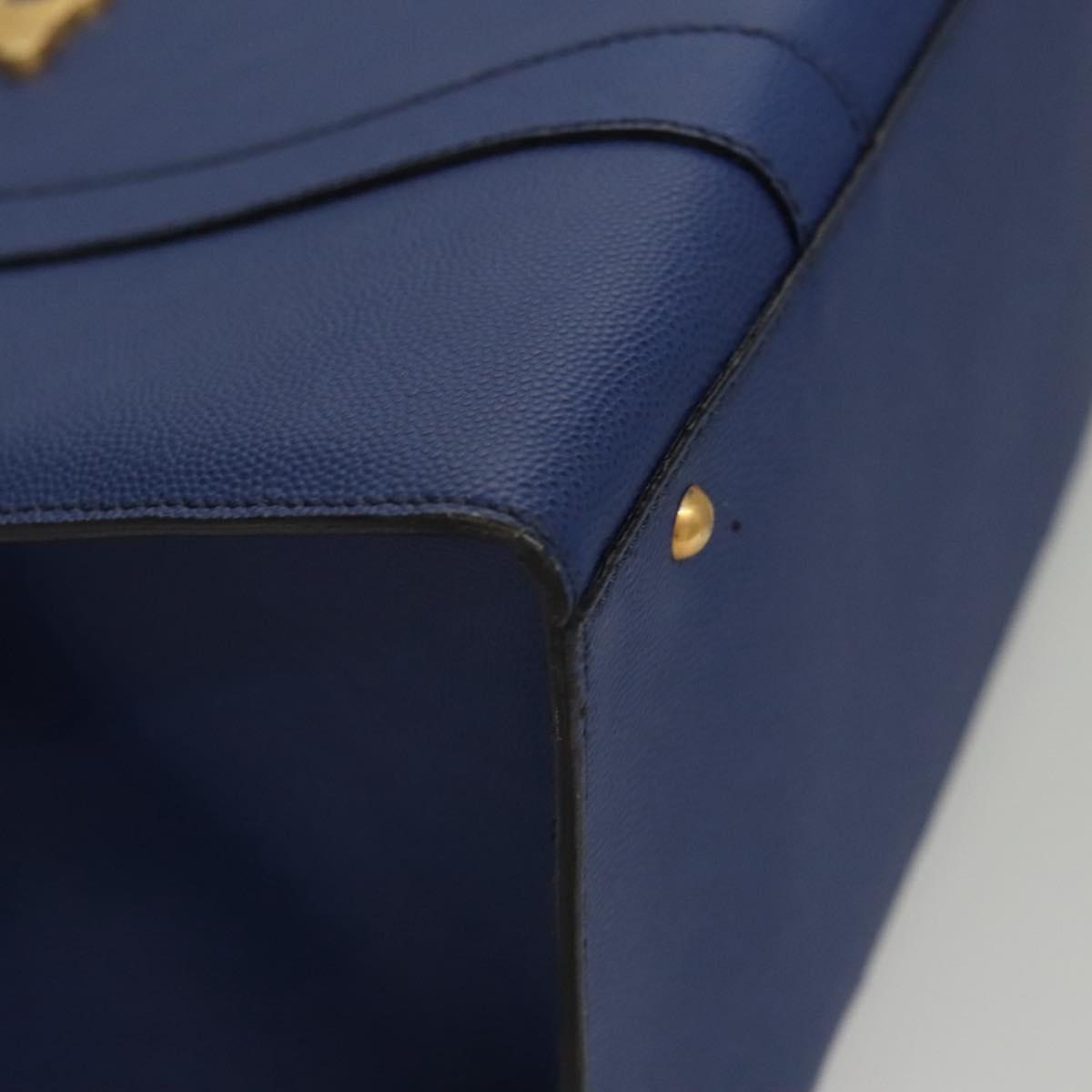 CELINE Shoulder Bag Leather Blue Gold Auth KD413