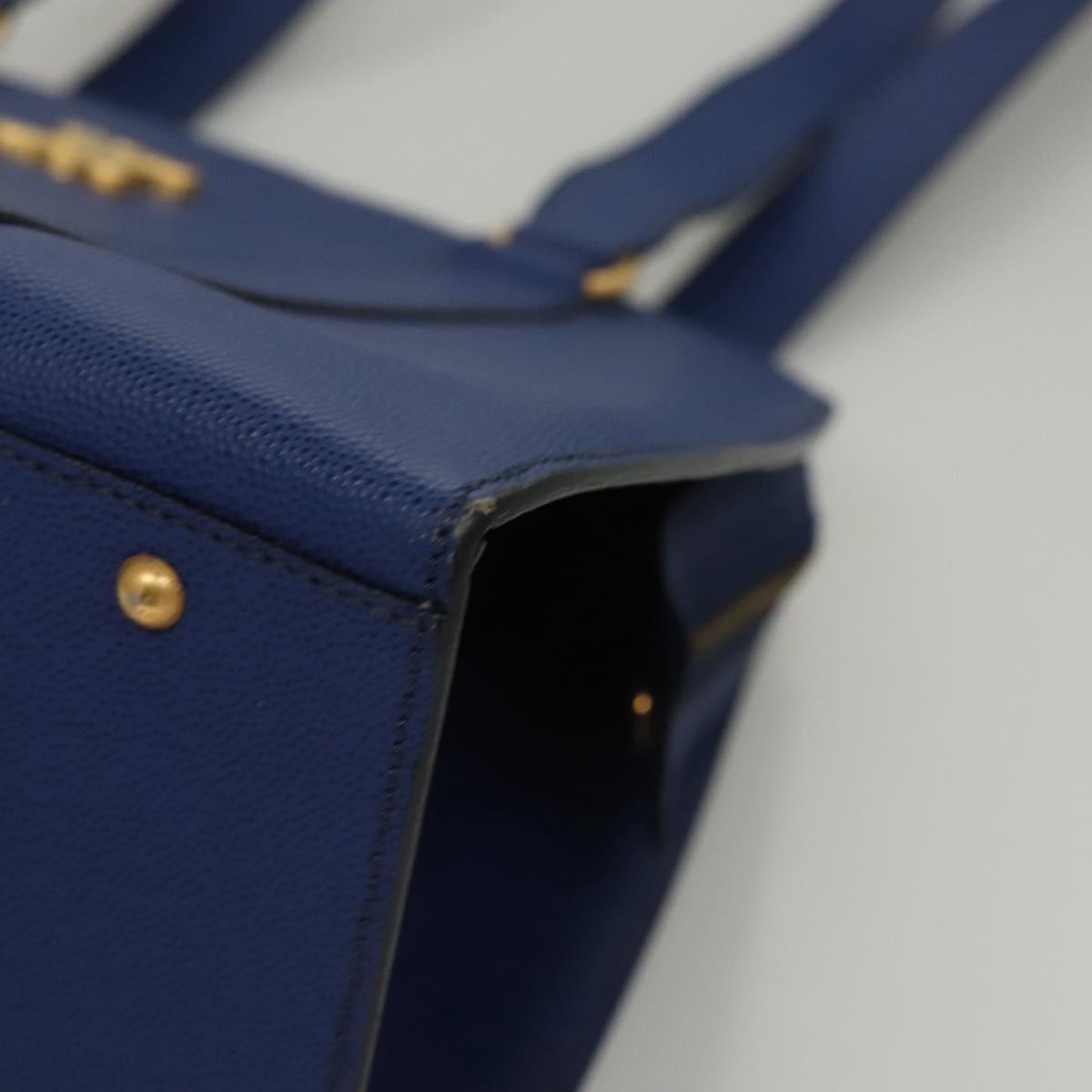 CELINE Shoulder Bag Leather Blue Gold Auth KD413