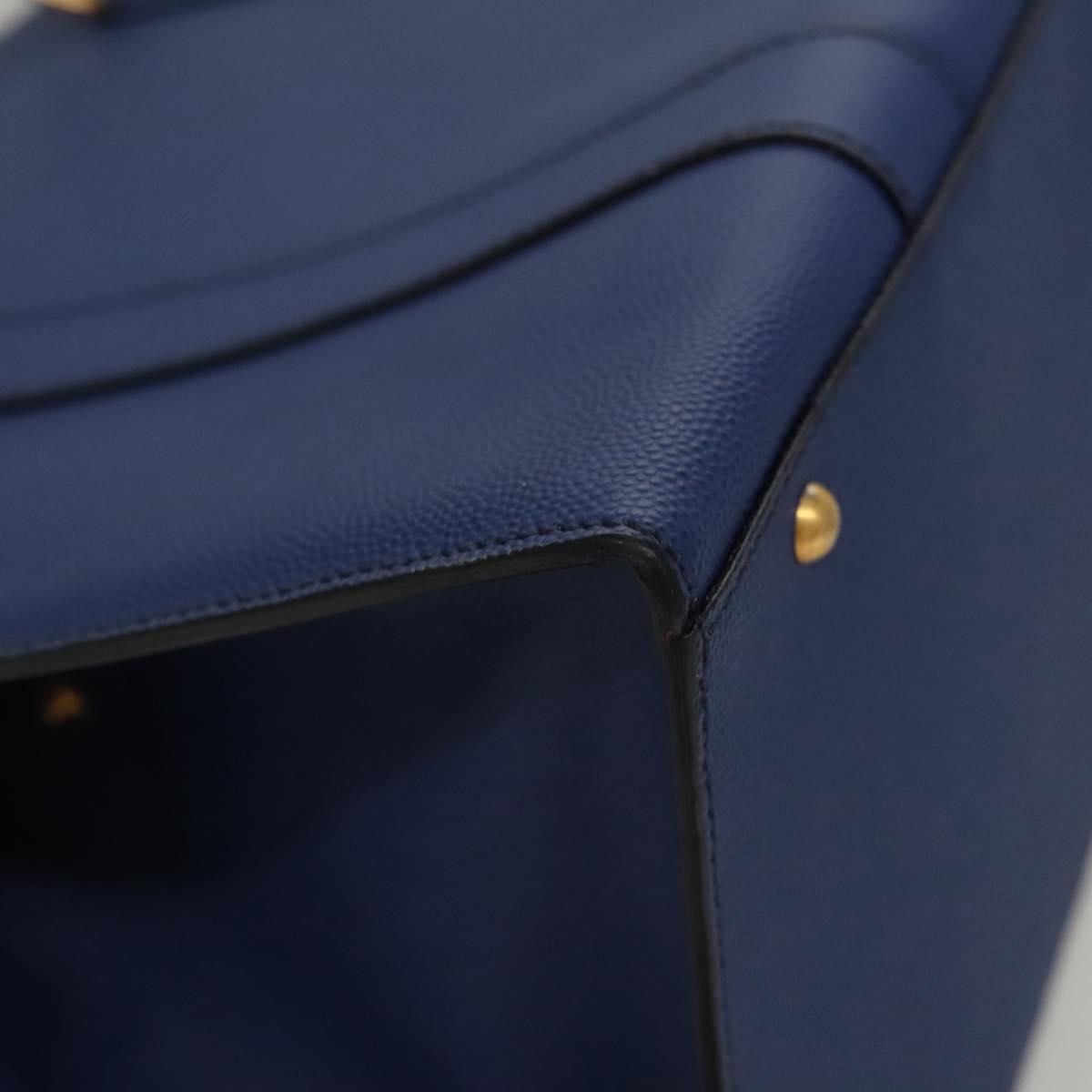 CELINE Shoulder Bag Leather Blue Gold Auth KD413