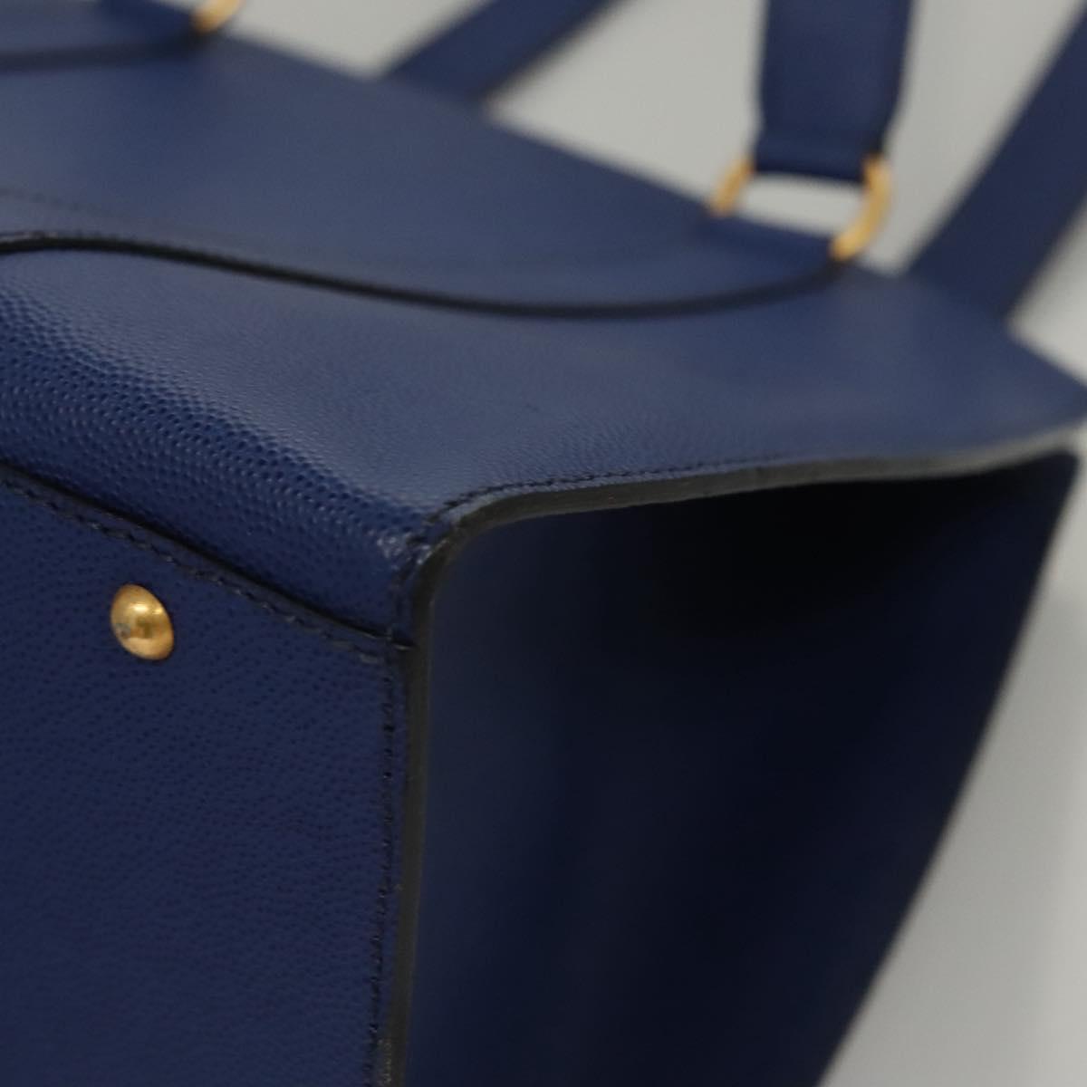CELINE Shoulder Bag Leather Blue Gold Auth KD413