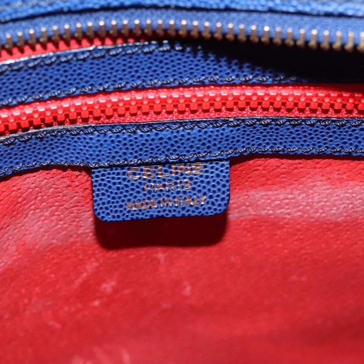 CELINE Shoulder Bag Leather Blue Gold Auth KD413