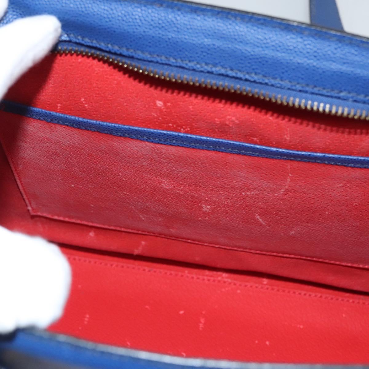 CELINE Shoulder Bag Leather Blue Gold Auth KD413