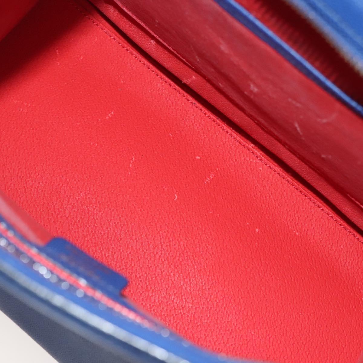 CELINE Shoulder Bag Leather Blue Gold Auth KD413