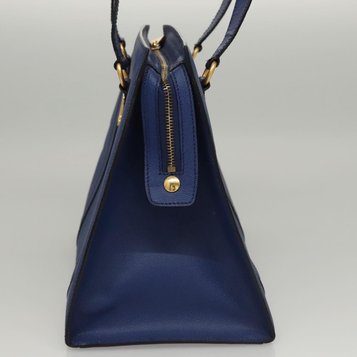 CELINE Shoulder Bag Leather Blue Gold Auth KD413
