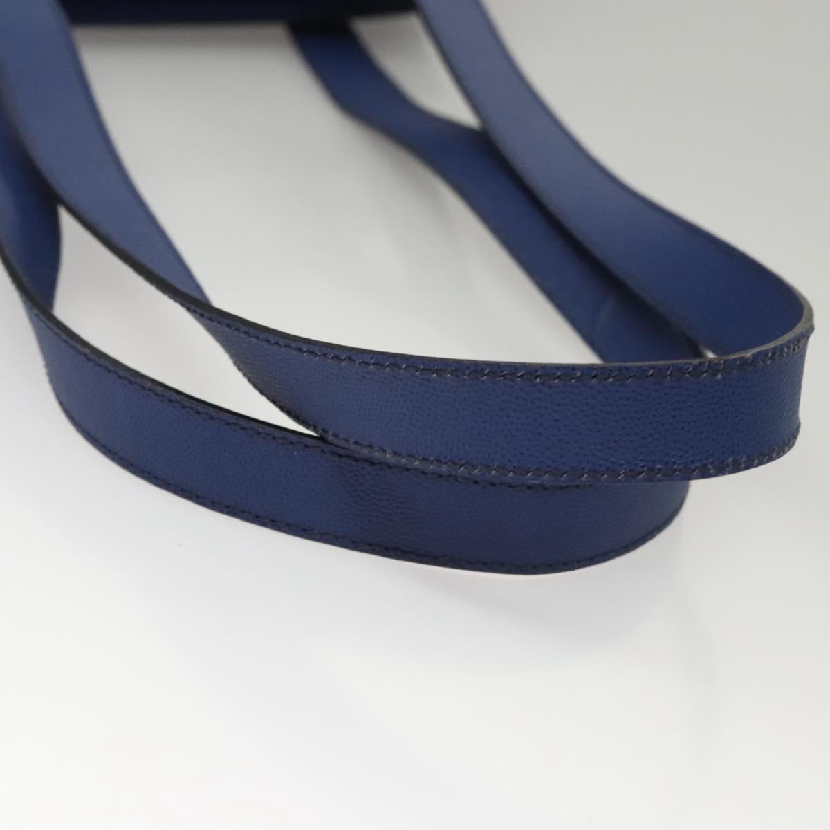 CELINE Shoulder Bag Leather Blue Gold Auth KD413