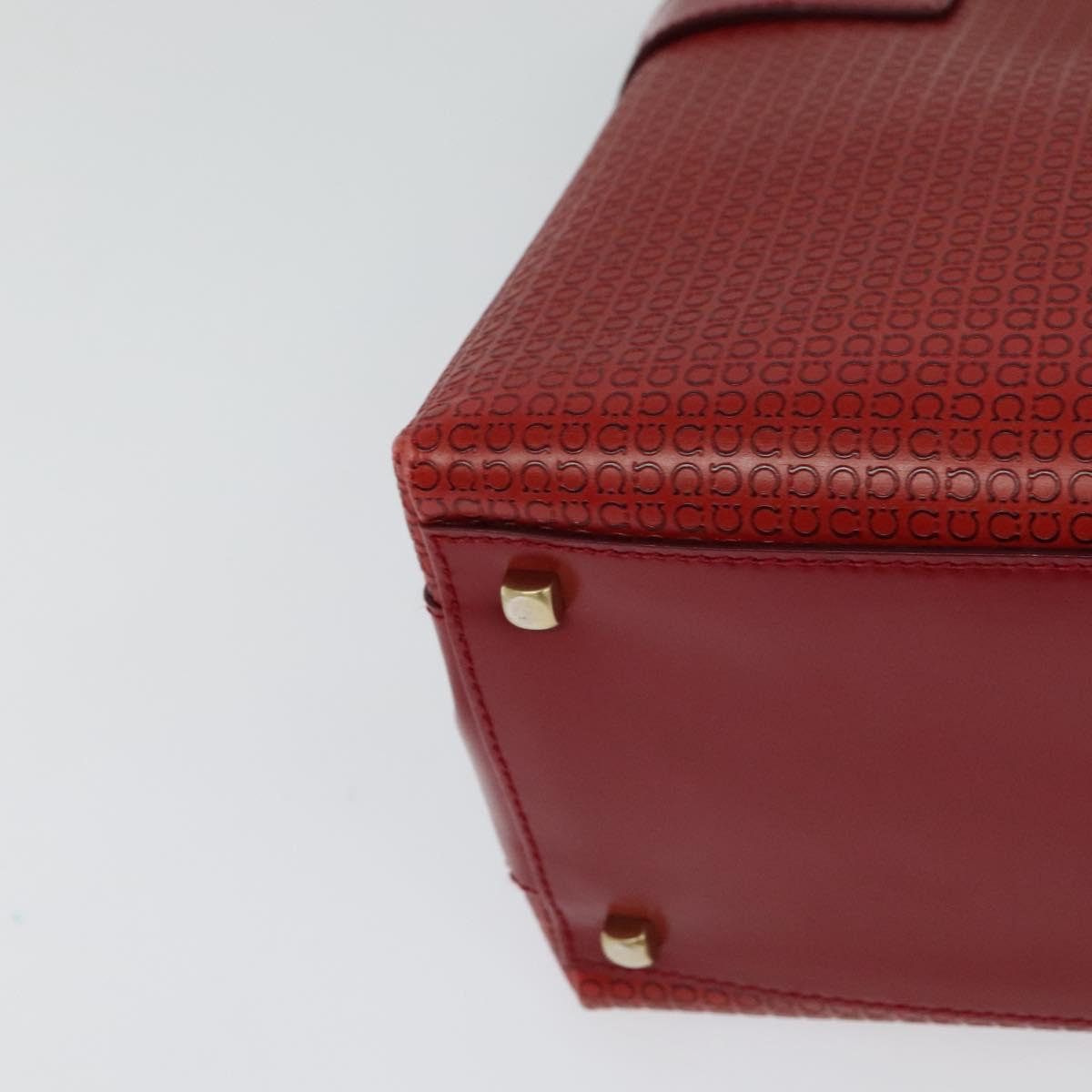 Salvatore Ferragamo Gancini Shoulder Bag Leather 2way Red Gold Auth KD414