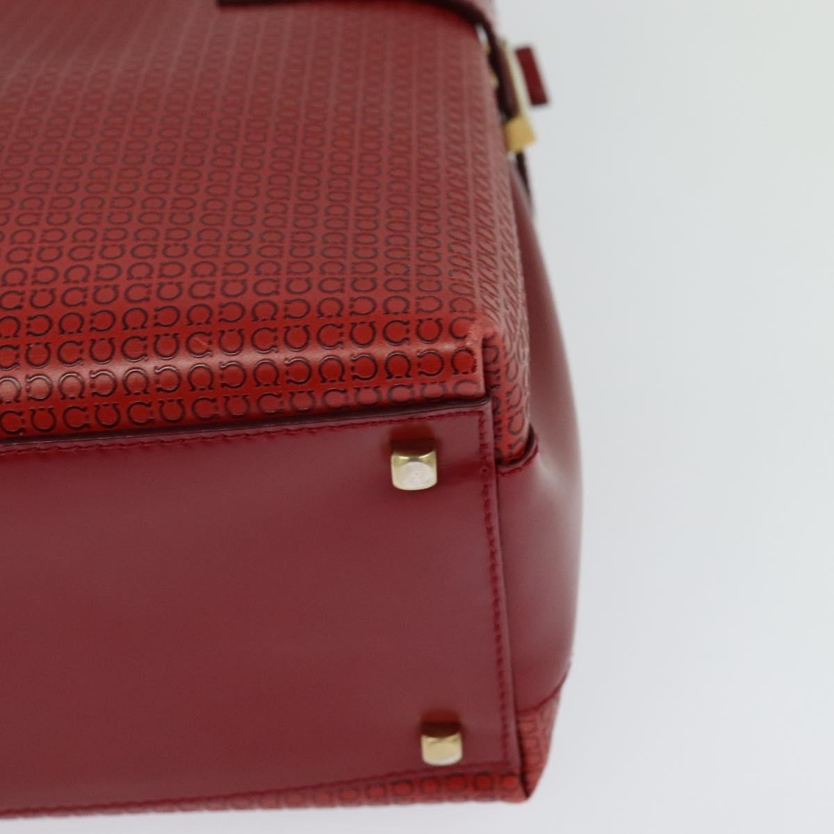 Salvatore Ferragamo Gancini Shoulder Bag Leather 2way Red Gold Auth KD414