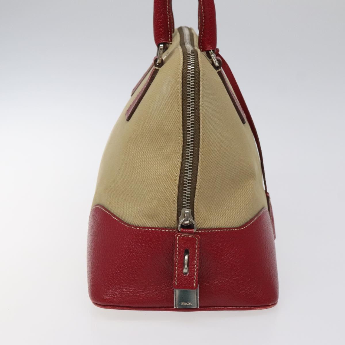 PRADA Hand Bag Canvas Beige Auth KD415