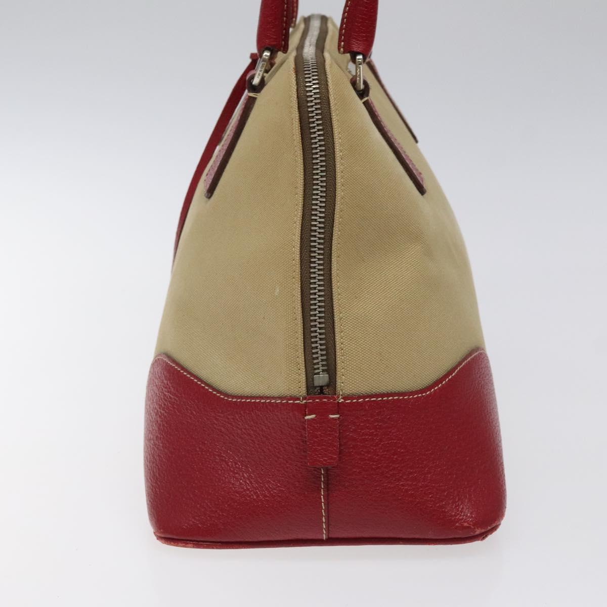 PRADA Hand Bag Canvas Beige Auth KD415