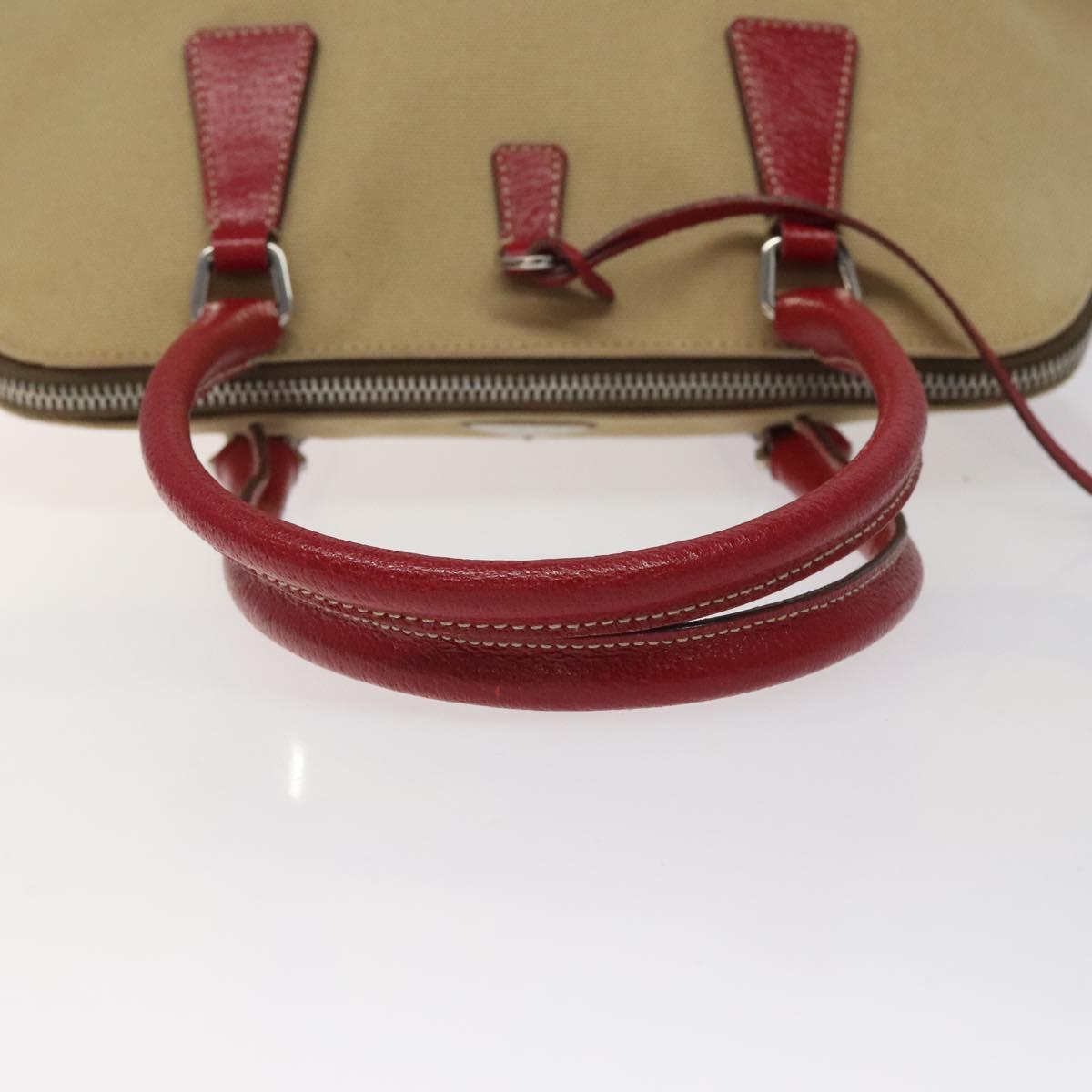 PRADA Hand Bag Canvas Beige Auth KD415