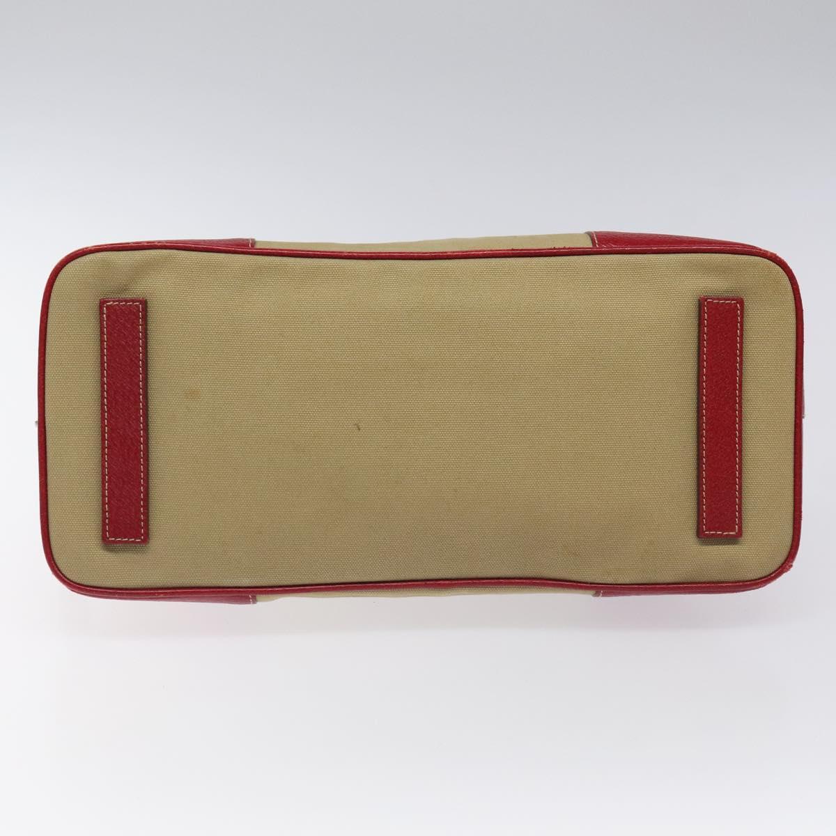 PRADA Hand Bag Canvas Beige Auth KD415