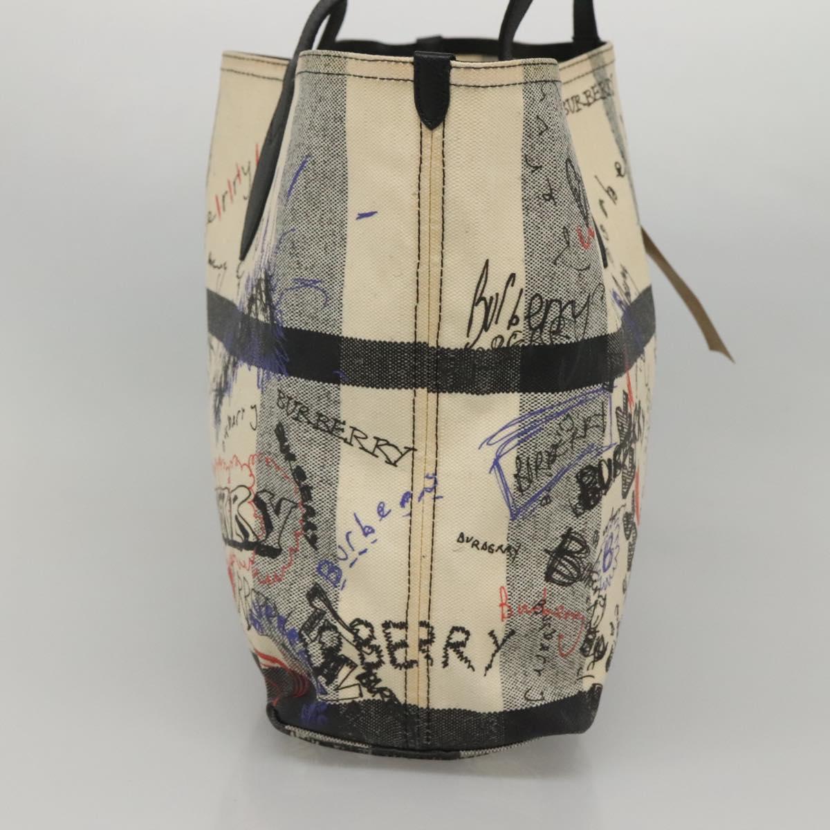BURBERRY Tote Bag Coated Canvas White Auth KD428