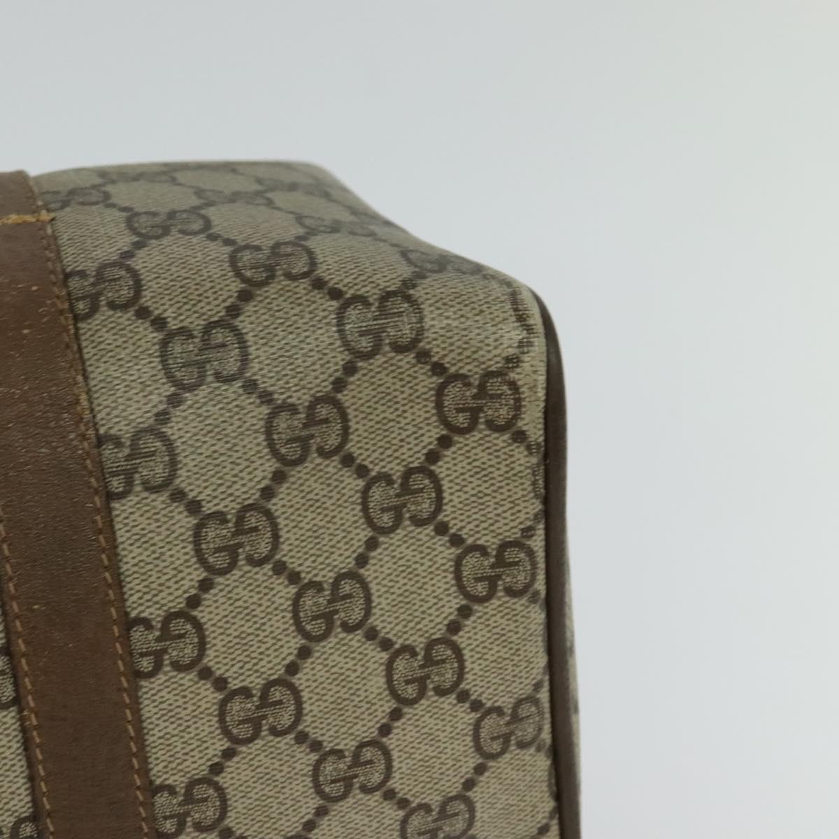 GUCCI GG Supreme Web Sherry Line Boston Bag PVC Beige Gold 40 02 007 Auth KD431