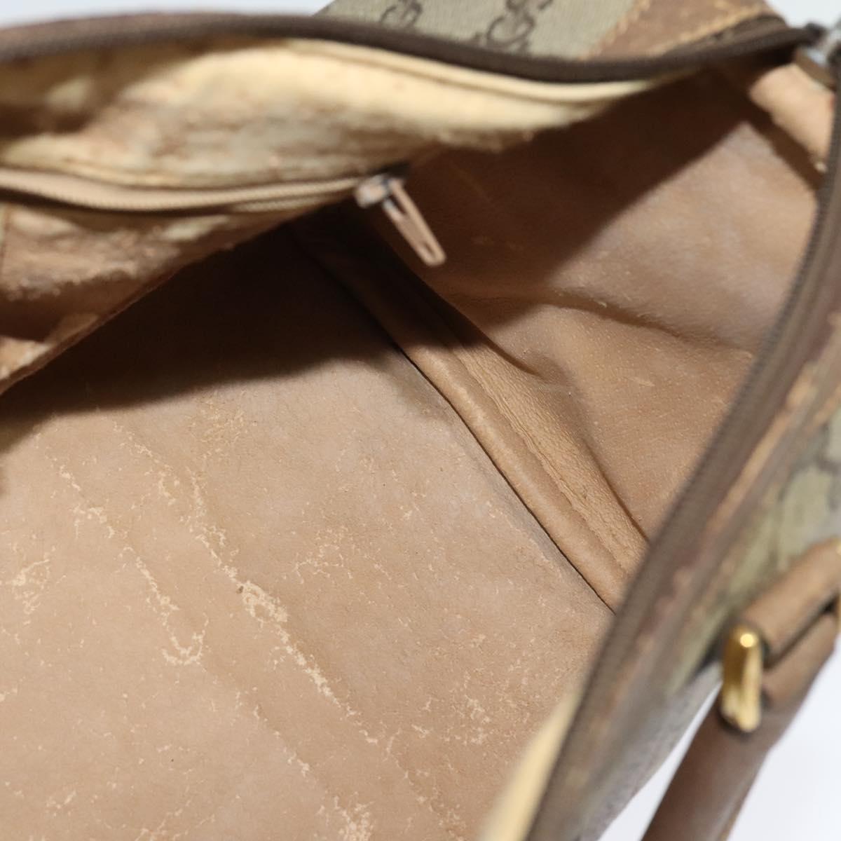 GUCCI GG Supreme Web Sherry Line Boston Bag PVC Beige Gold 40 02 007 Auth KD431