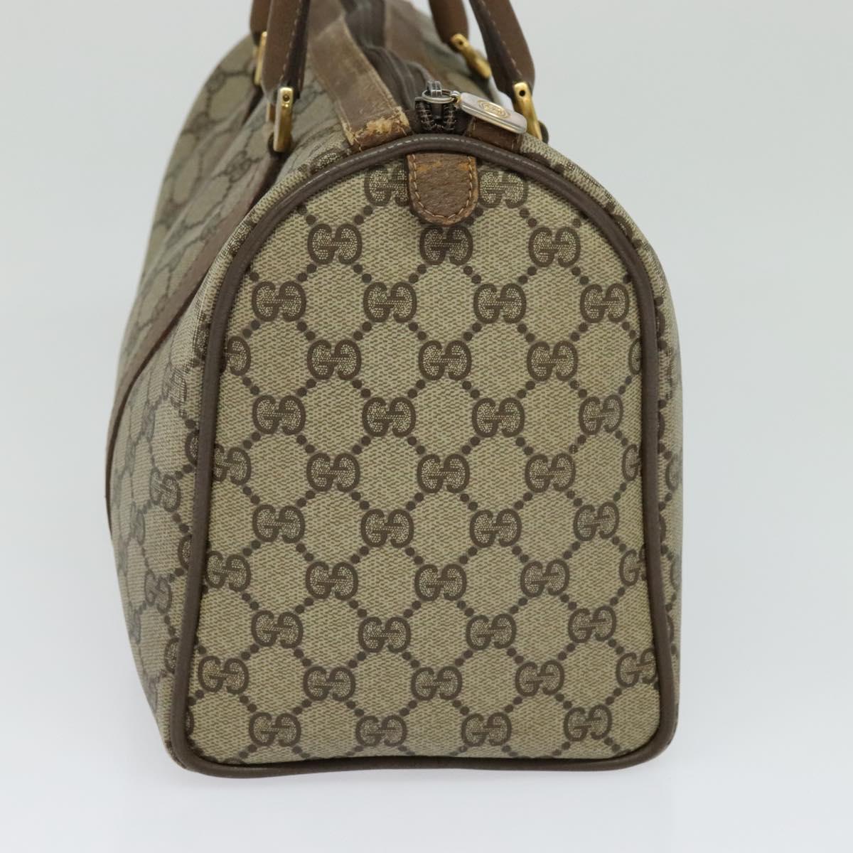 GUCCI GG Supreme Web Sherry Line Boston Bag PVC Beige Gold 40 02 007 Auth KD431