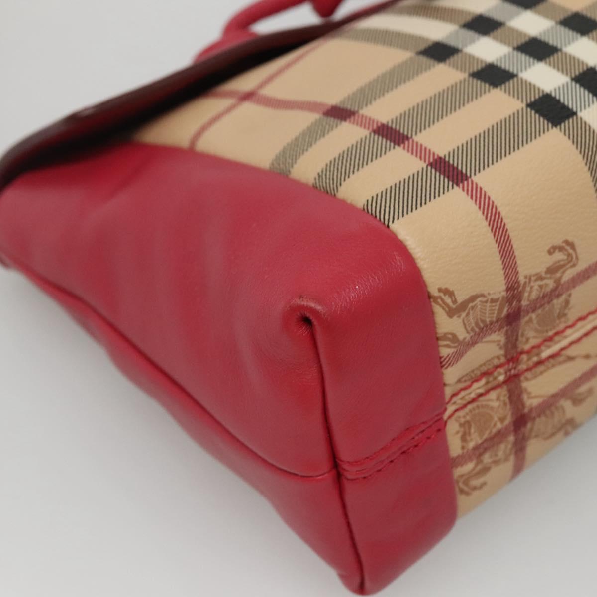 BURBERRY Nova Check Shoulder Bag PVC Pink Beige gold Auth KD447