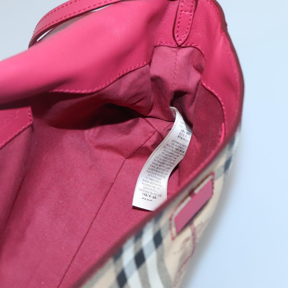 BURBERRY Nova Check Shoulder Bag PVC Pink Beige gold Auth KD447