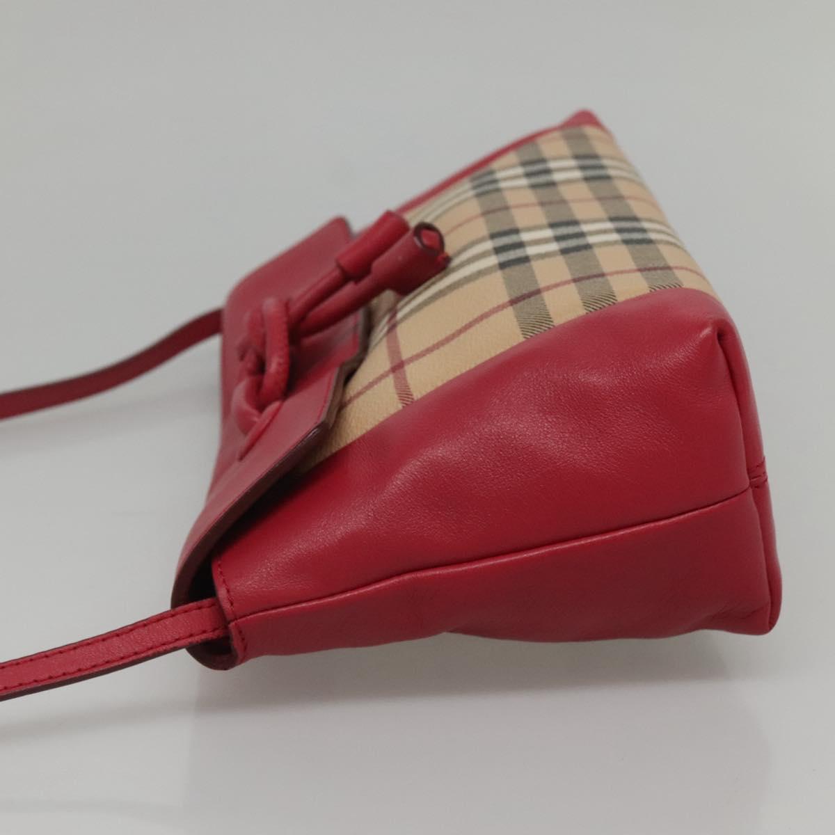 BURBERRY Nova Check Shoulder Bag PVC Pink Beige gold Auth KD447