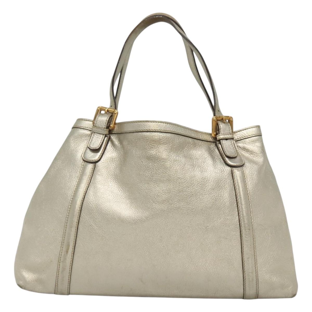 GUCCI Interlocking Tote Bag Leather Gold 162094 Auth KD453