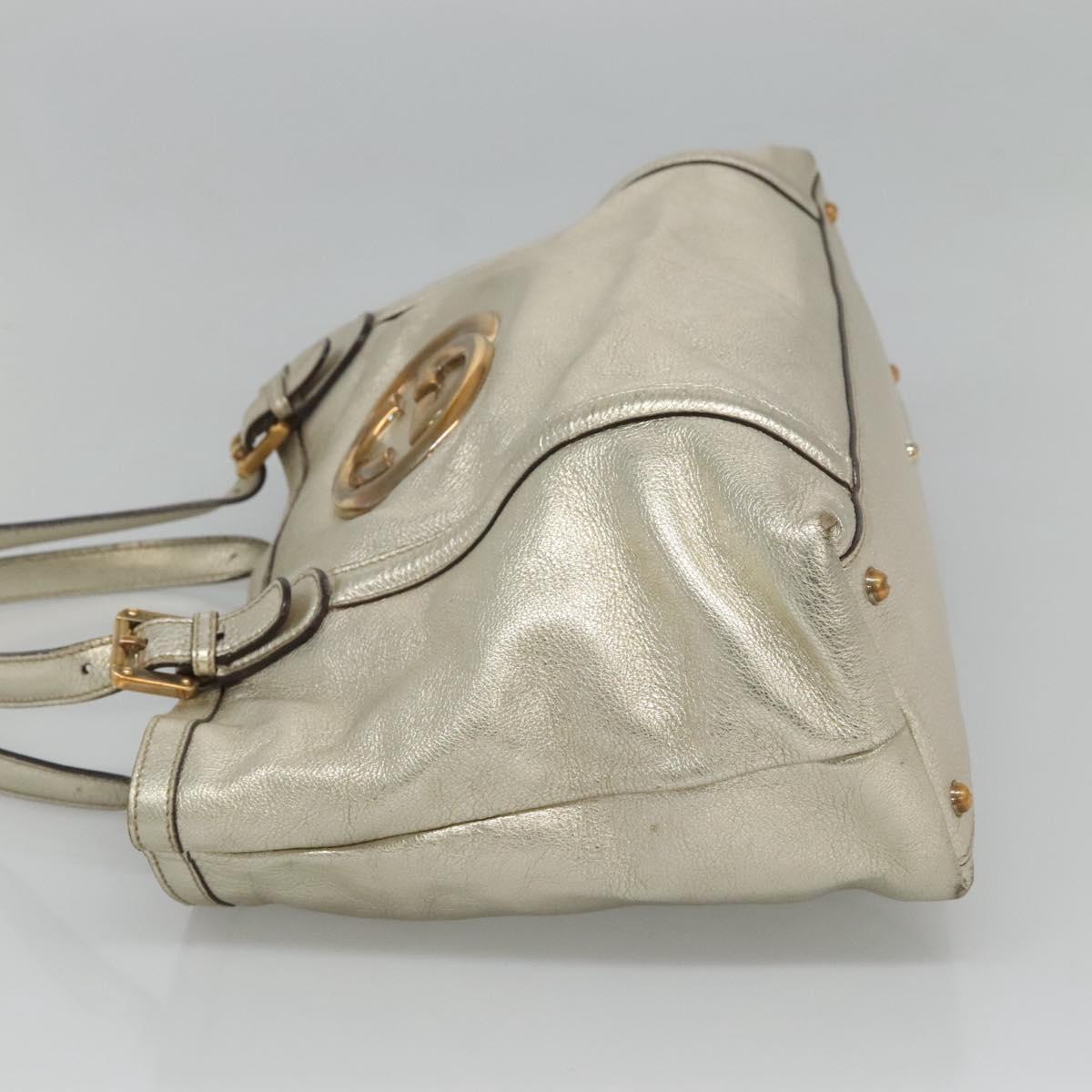 GUCCI Interlocking Tote Bag Leather Gold 162094 Auth KD453