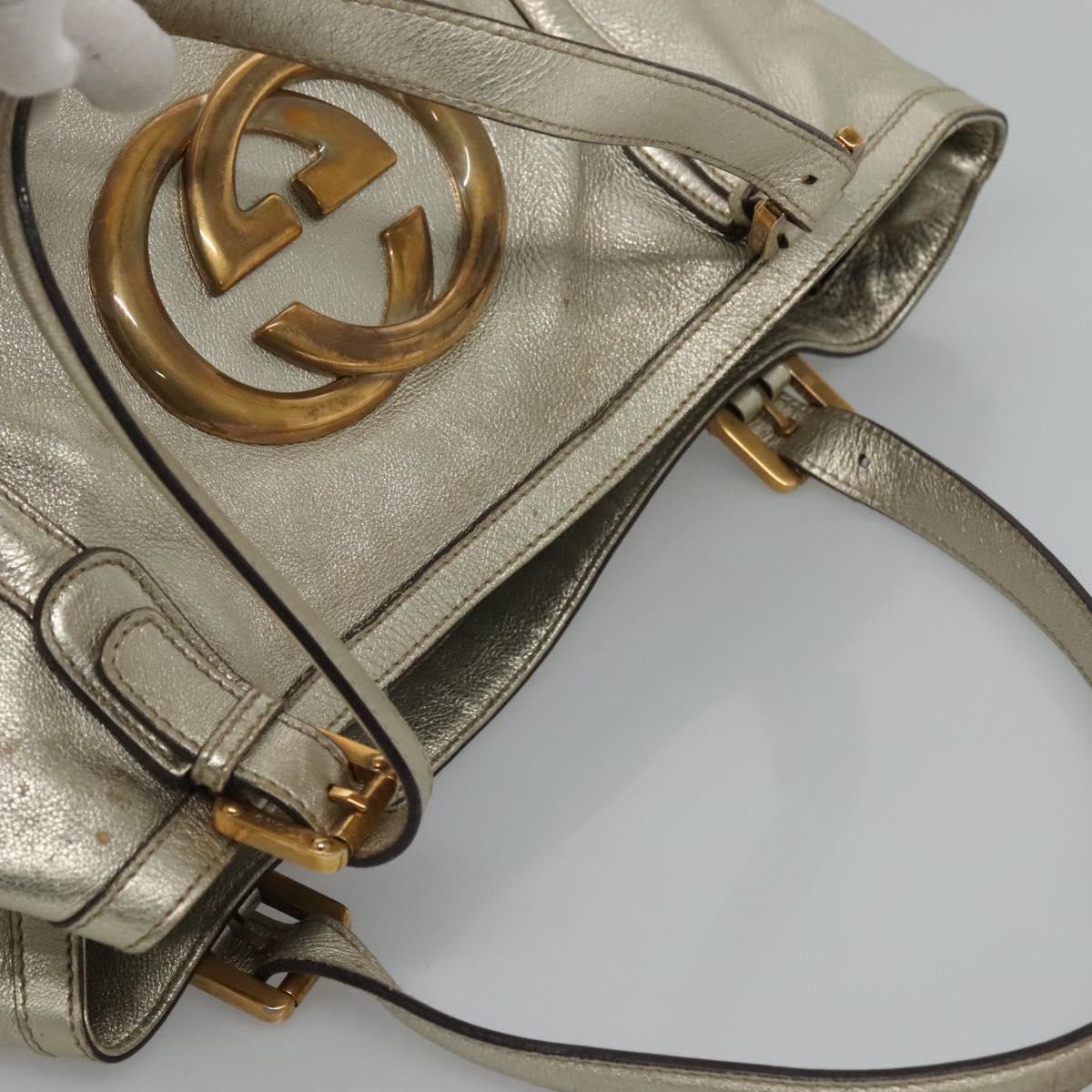 GUCCI Interlocking Tote Bag Leather Gold 162094 Auth KD453