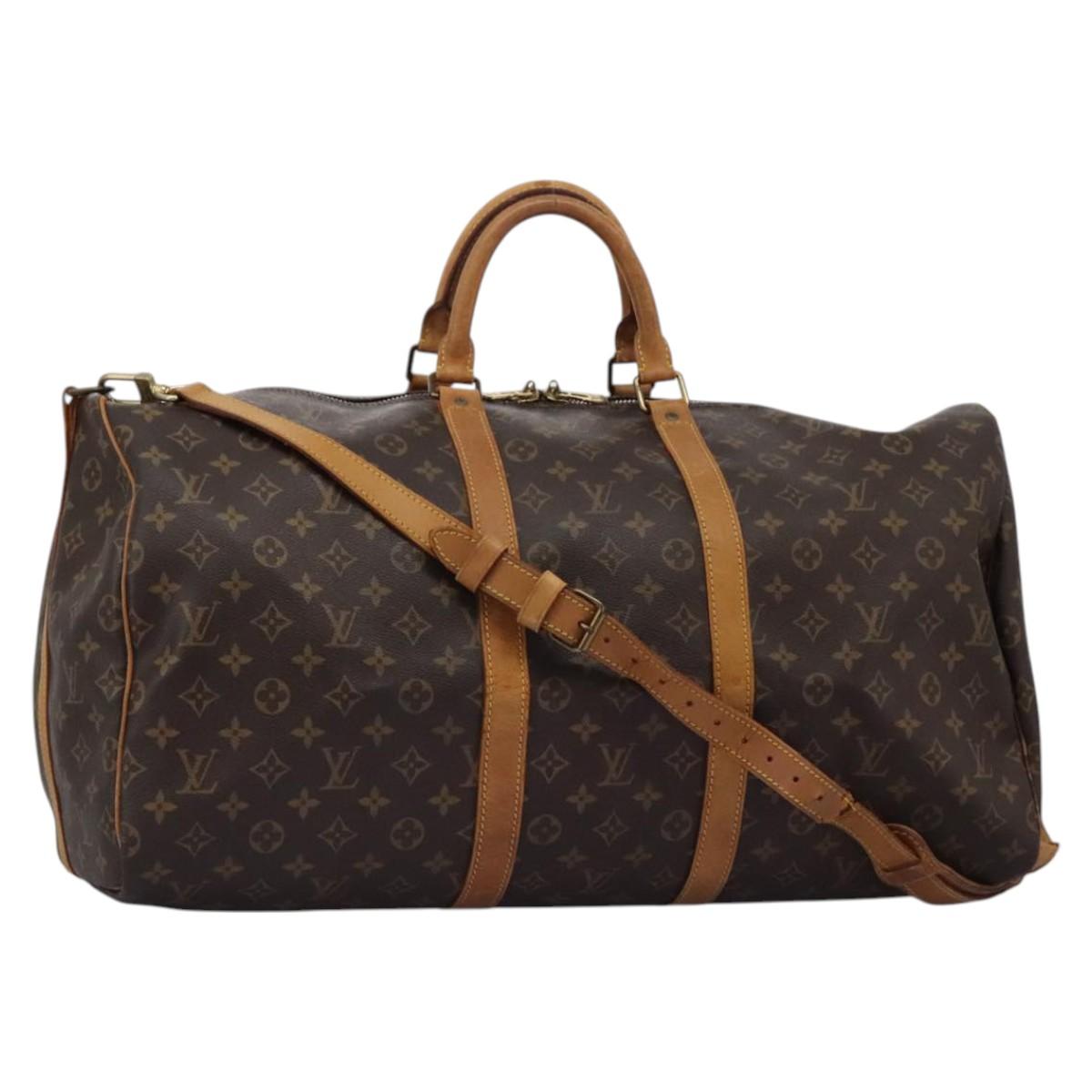 LOUIS VUITTON Monogram Keepall Bandouliere 55 Boston Bag M41414 LV Auth KD461