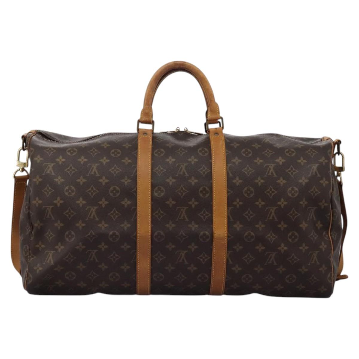 LOUIS VUITTON Monogram Keepall Bandouliere 55 Boston Bag M41414 LV Auth KD461