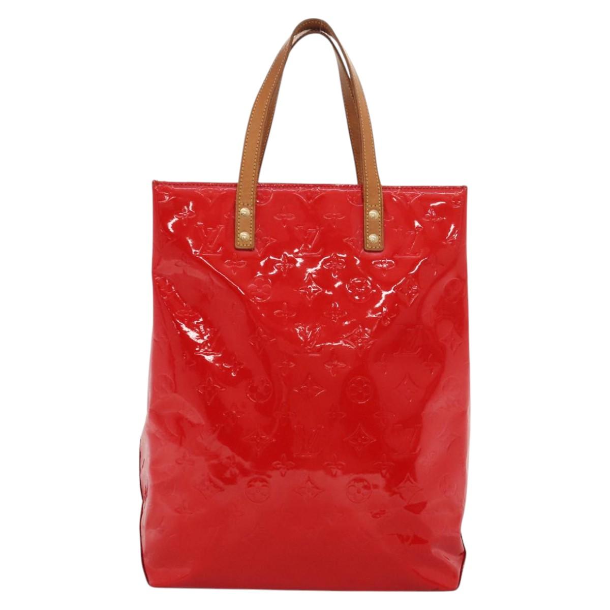 LOUIS VUITTON Monogram Vernis Reade MM Hand Bag Red Rouge M91086 LV Auth KD490