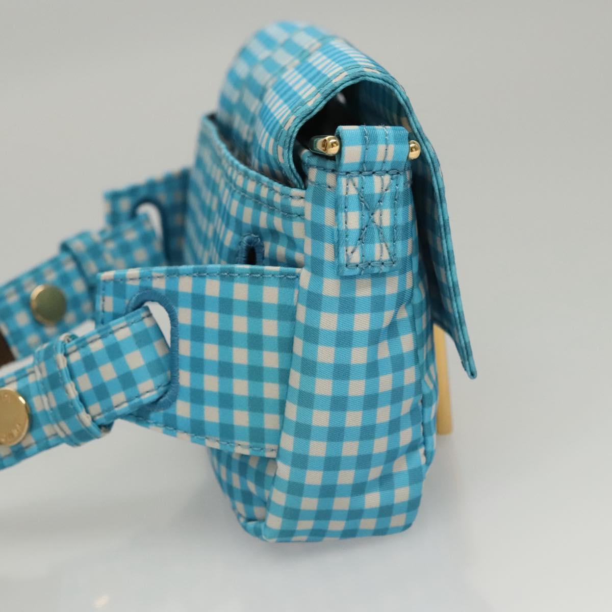 FENDI Waist bag Nylon Blue Gold Auth KD512
