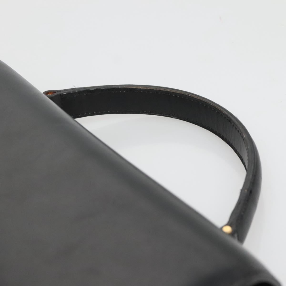 CELINE Circle Hand Bag Leather Black Gold Auth KD513