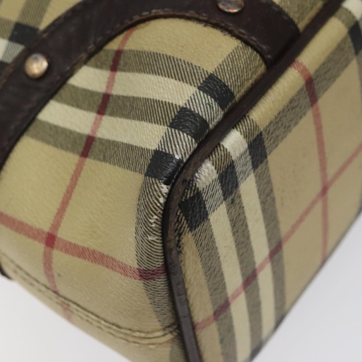 BURBERRY Nova Check Hand Bag PVC Beige Auth KD523