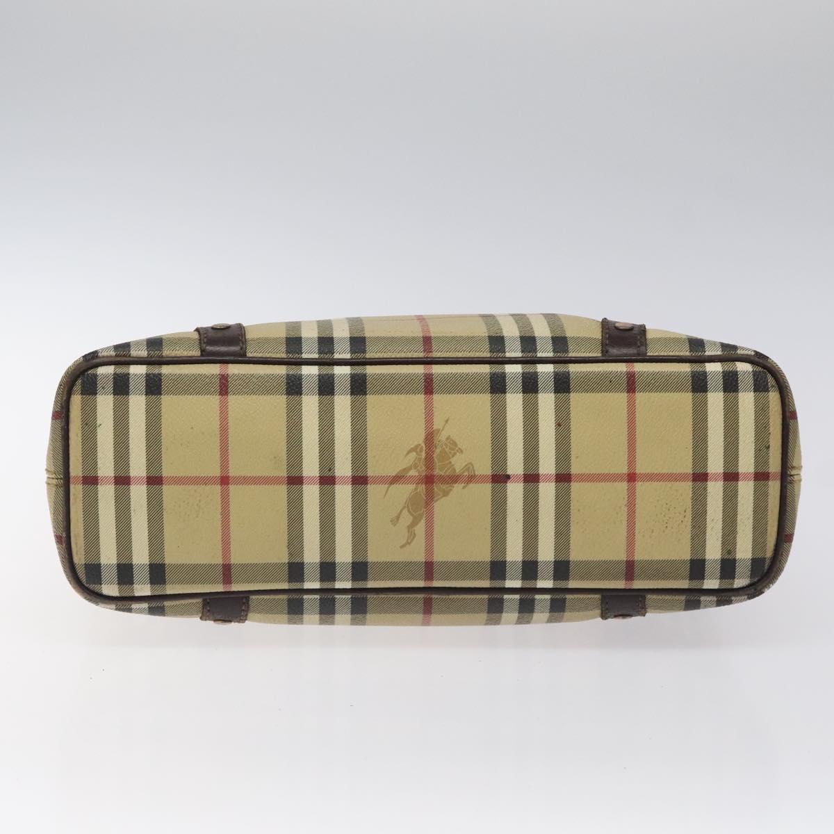 BURBERRY Nova Check Hand Bag PVC Beige Auth KD523