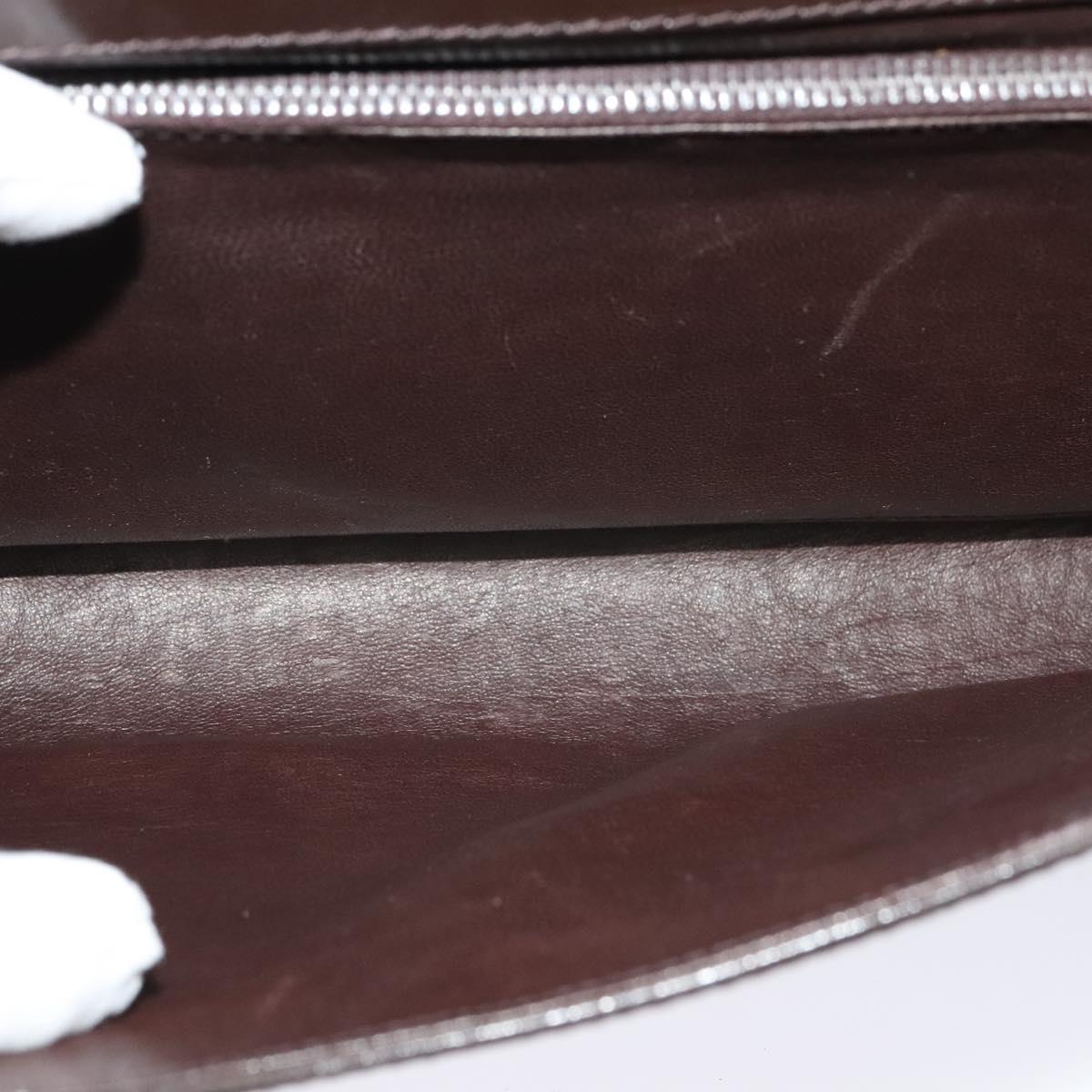 GUCCI Shoulder Bag Leather Brown Gold Silver Auth KD536