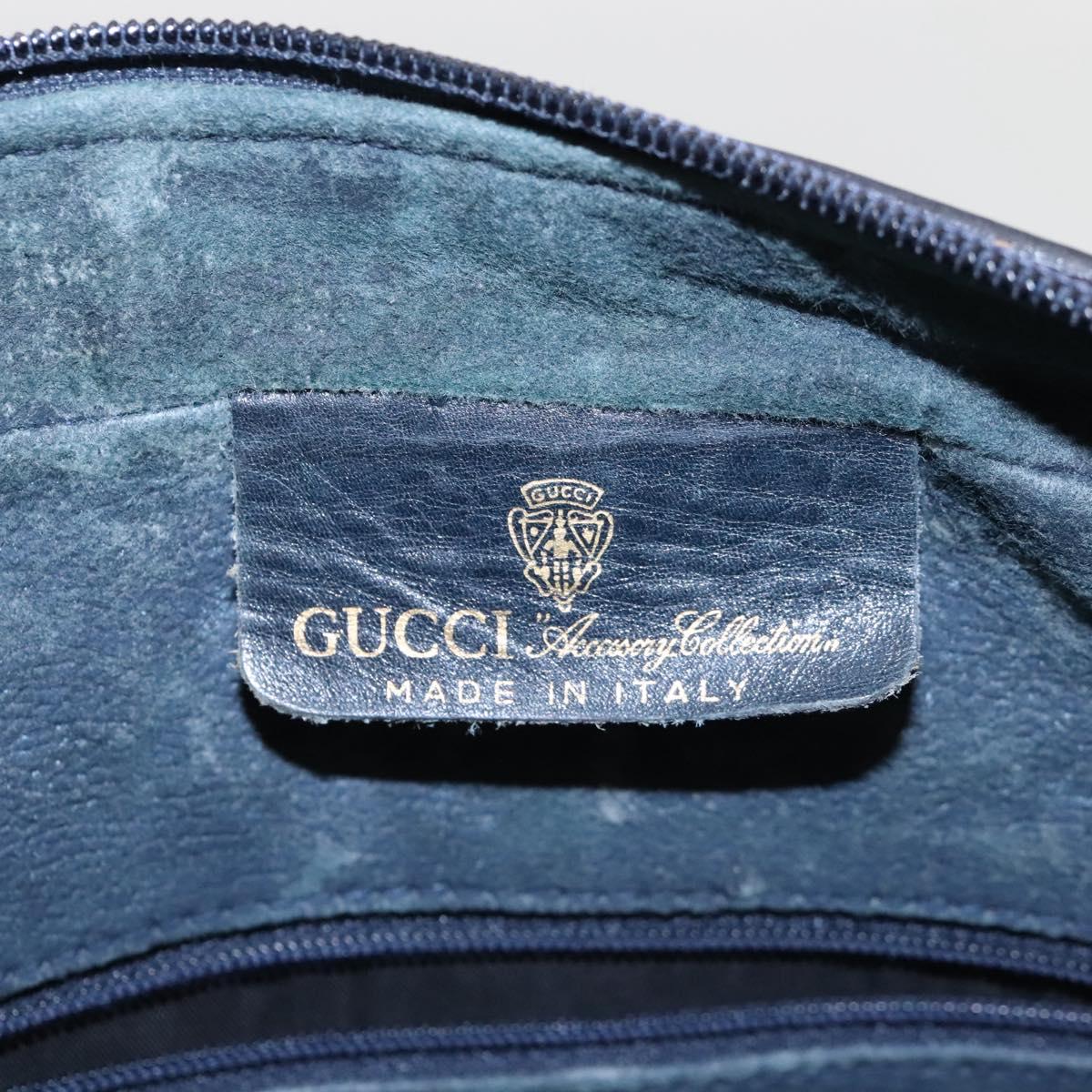 GUCCI GG Supreme Sherry Line Bag PVC Navy Gold Red 42 01 4071 Auth KD539