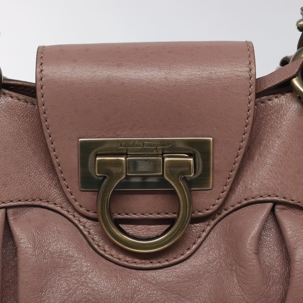 Salvatore Ferragamo Gancini Hand Bag Leather Pink Auth KD544