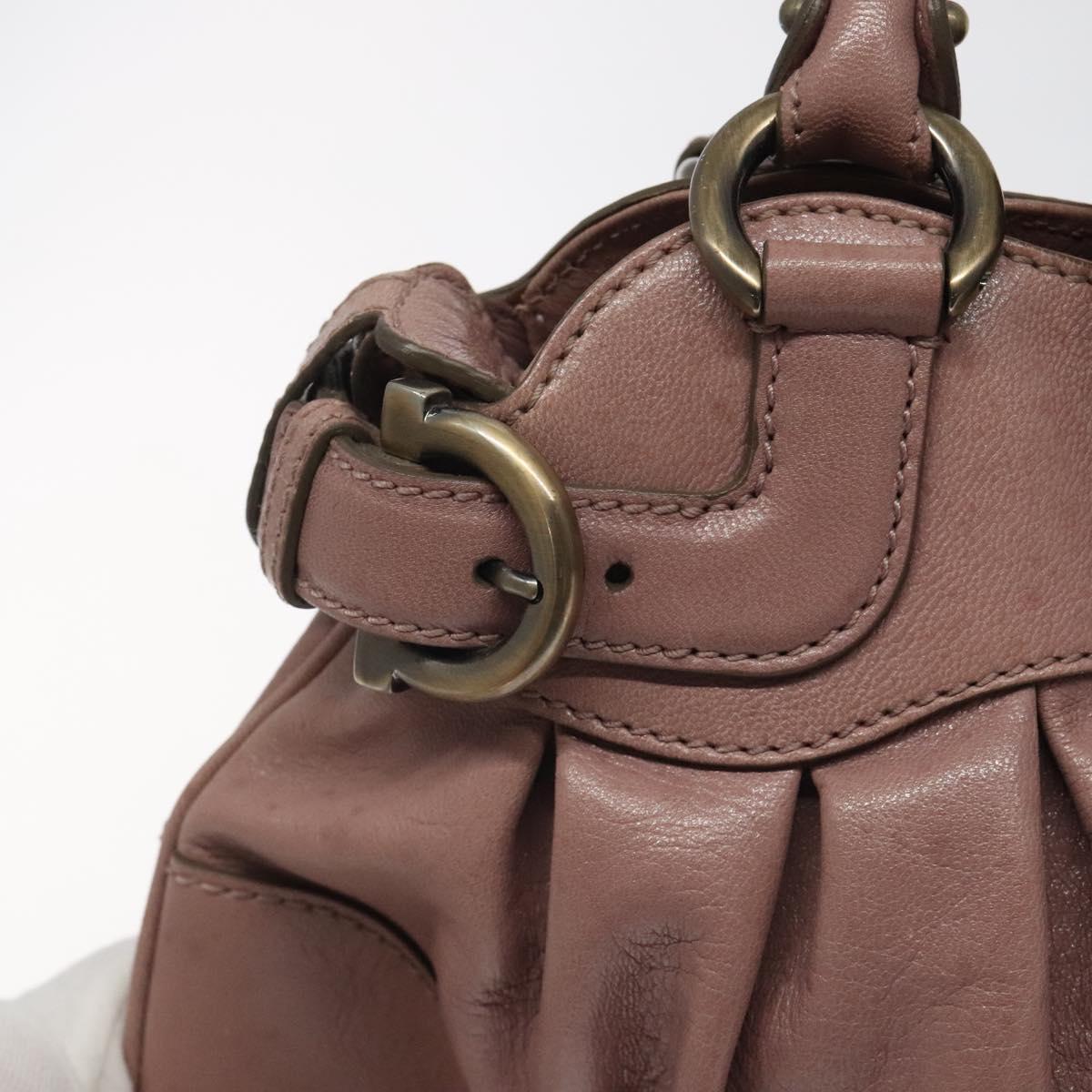 Salvatore Ferragamo Gancini Hand Bag Leather Pink Auth KD544