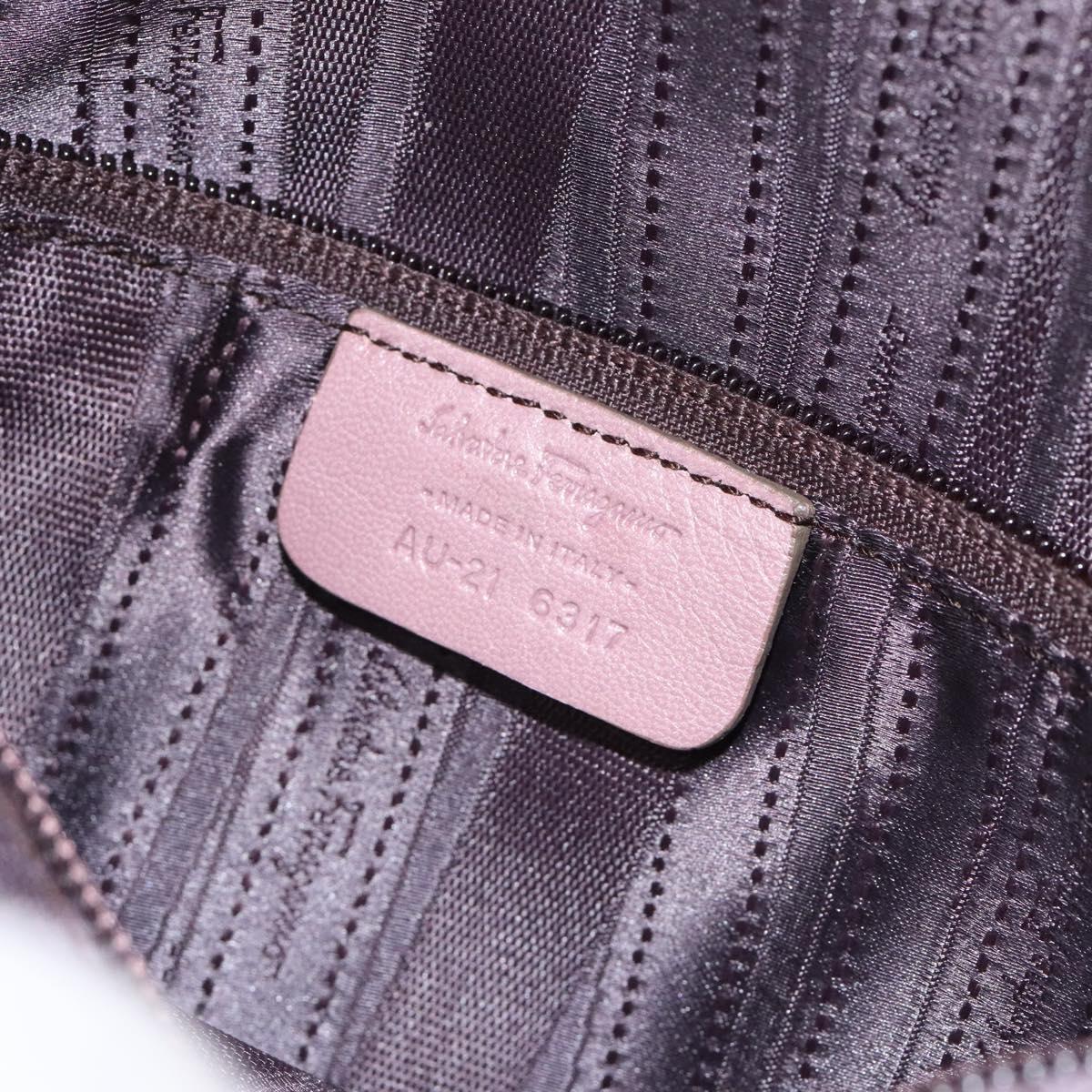 Salvatore Ferragamo Gancini Hand Bag Leather Pink Auth KD544