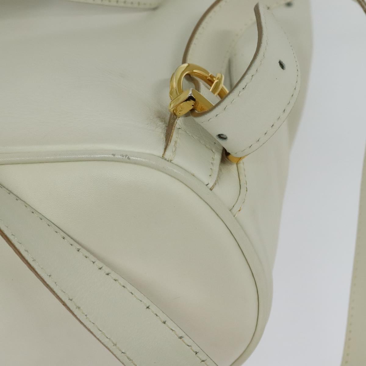 Salvatore Ferragamo Gancini Backpack Leather White Gold Auth KD549