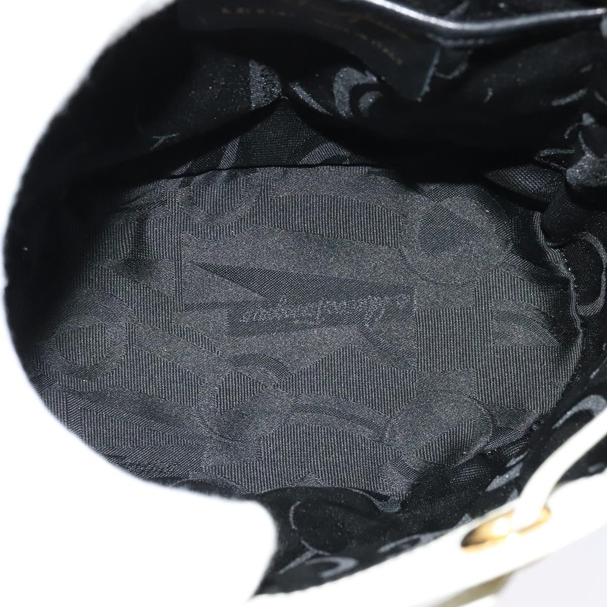 Salvatore Ferragamo Gancini Backpack Leather White Gold Auth KD549
