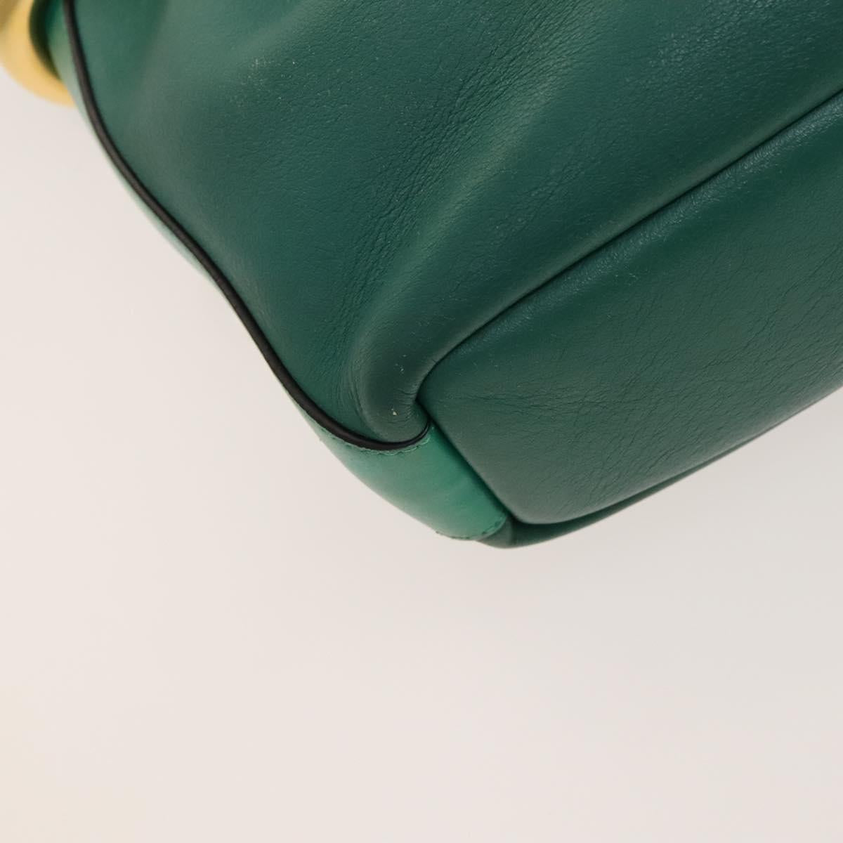 Chloe Emma Shoulder Bag Leather Green Gold Auth KD559