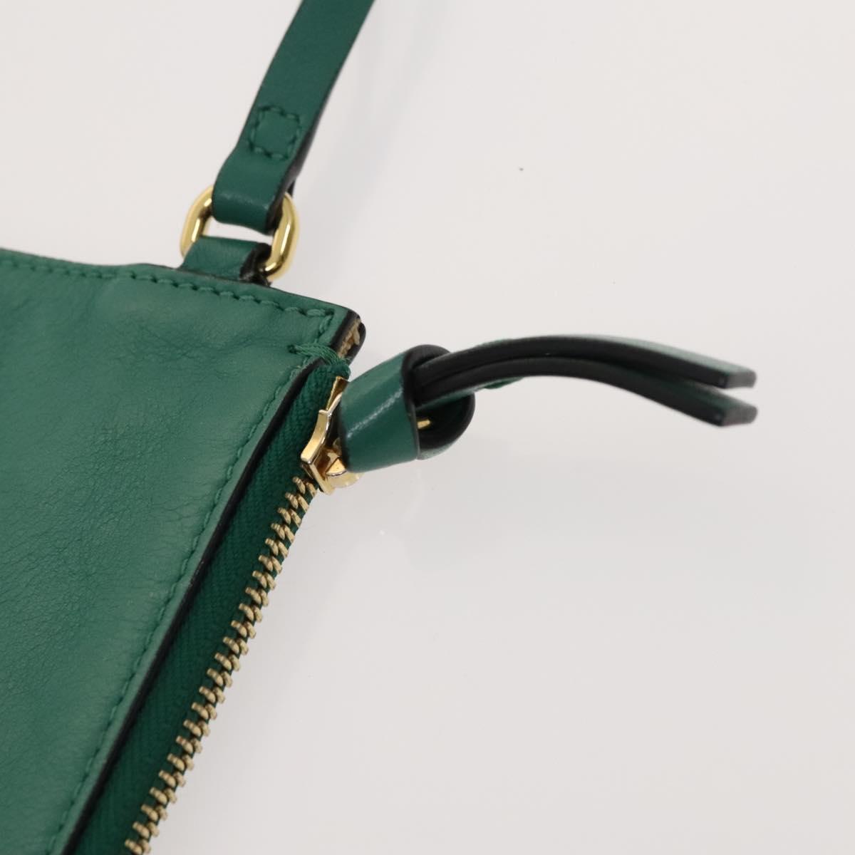 Chloe Emma Shoulder Bag Leather Green Gold Auth KD559