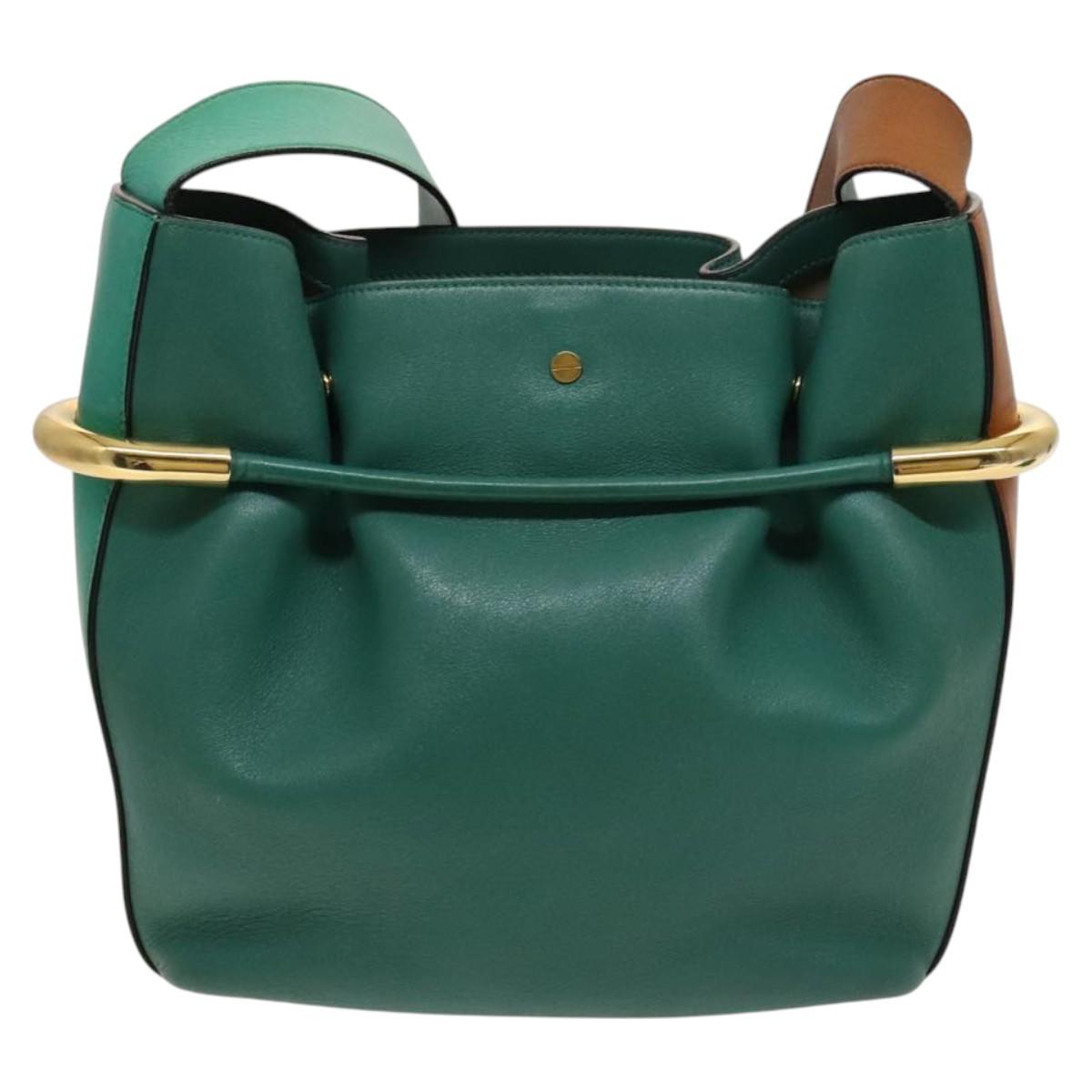 Chloe Emma Shoulder Bag Leather Green Gold Auth KD559